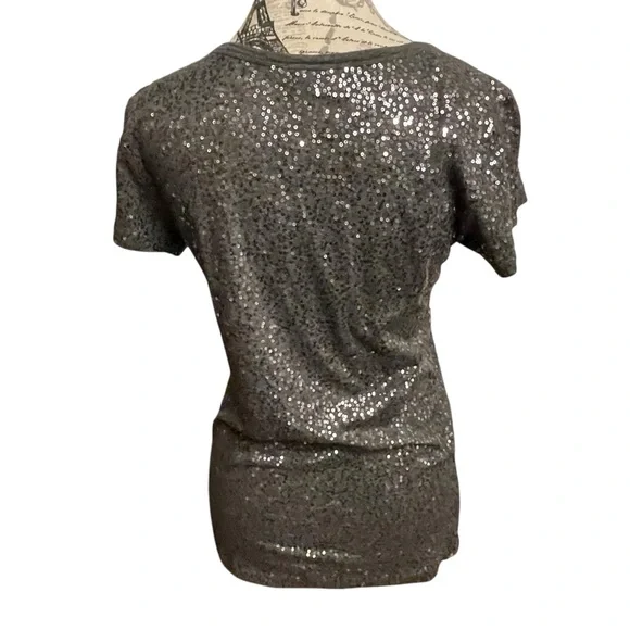 DKNY Shimmering Dark Gray Short Sleeve Tee - Picture 3 of 8